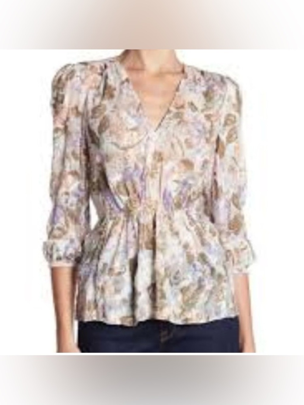 Rebecca Taylor Lavender Penelope Floral Blouse, silk cotton blend, medium (6)